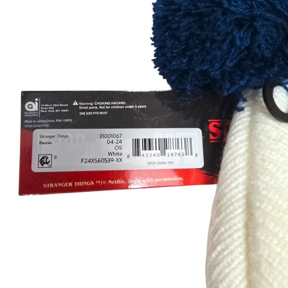 Pom Beanie Knit Hat Stranger Things Embroidered Unisex One Size Brand New - Picture 7 of 11